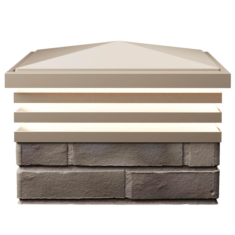 Колпак Zking Бона ХайТек Бежевый на столб 1.5х1.5 кирпича (385х385мм) с подсветкой в Истре фото