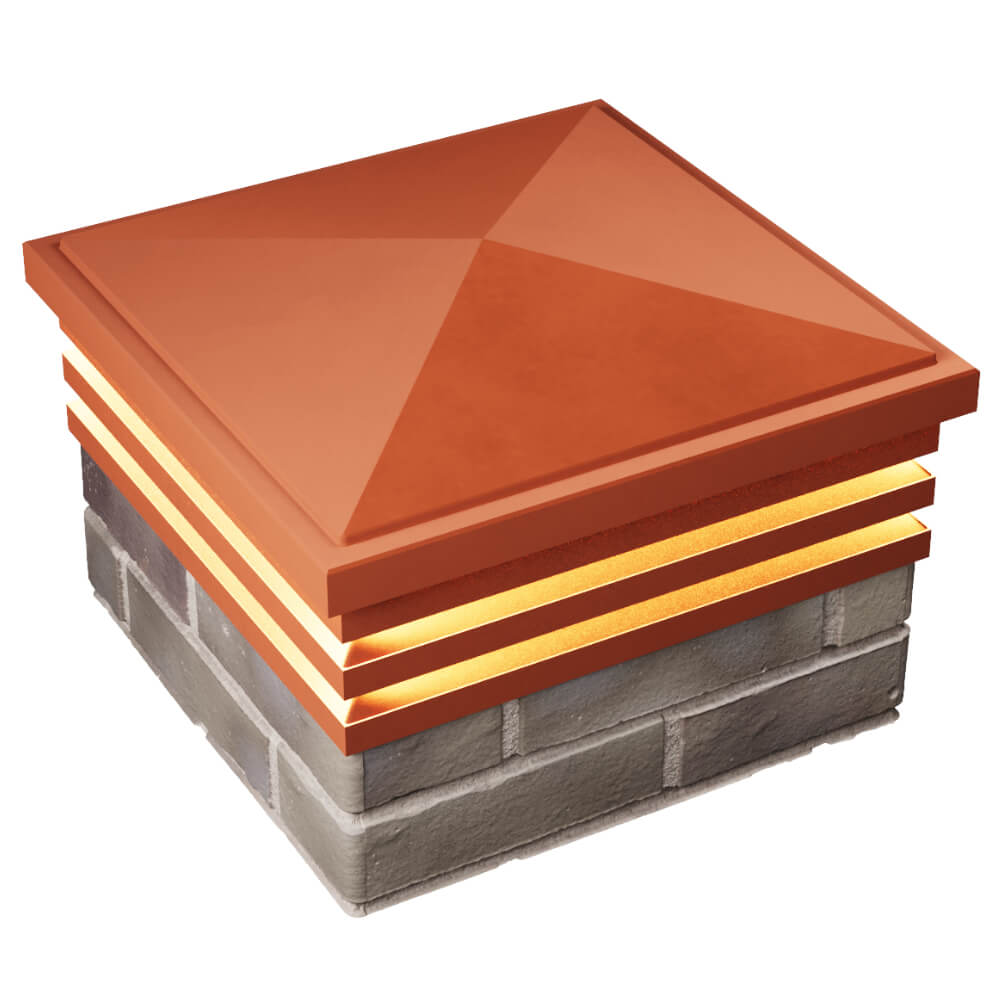 Колпак Zking Бона ХайТек Красный на столб 1.5х1.5 кирпича (385х385мм) с подсветкой в Истре фото