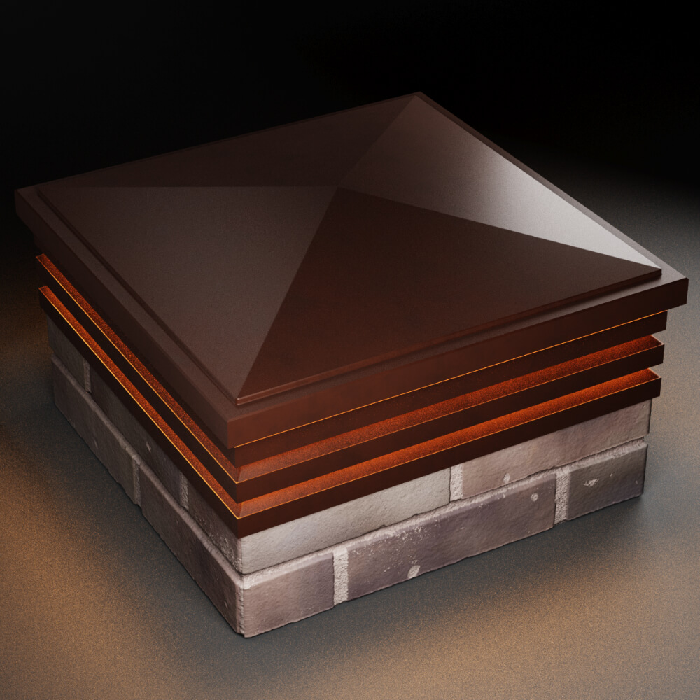 Колпак Zking Бона ХайТек Коричневый на столб 2х2 кирпича (513х513мм) с подсветкой в Истре фото