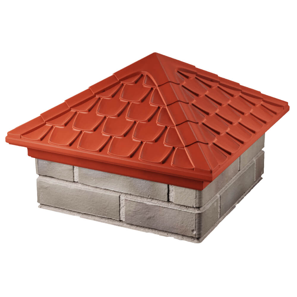 Колпак Zking Эльбрус Красный на столб 1.5х1.5 кирпича (385х385мм) в Истре фото