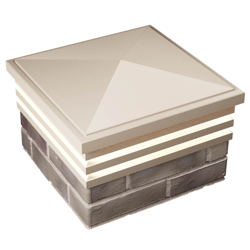 Колпак Zking Бона ХайТек Бежевый на столб 1.5х1.5 кирпича (385х385мм) с подсветкой в Истре фото