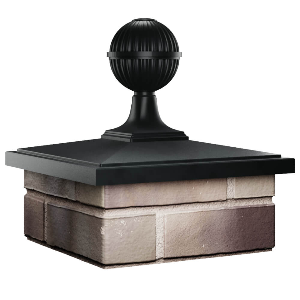 Колпак Zking БонаМоно Черный с шаром на столб 1.5х1.5 кирпича (385х385, 400х400мм) в сборе в Истре фото