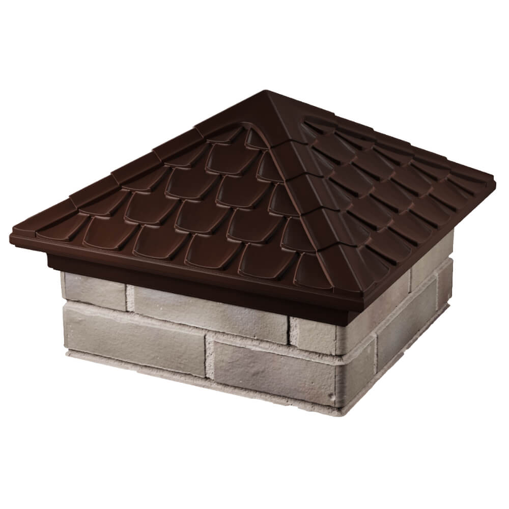 Колпак Zking Эльбрус Коричневый на столб 1.5х1.5 кирпича (385х385мм) в Истре фото