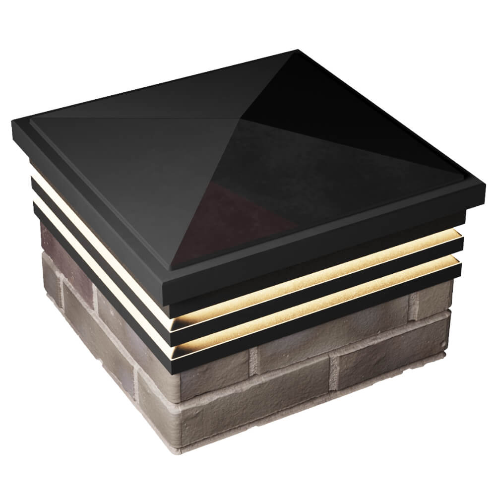 Колпак Zking Бона ХайТек Черный на столб 1.5х1.5 кирпича (385х385мм) с подсветкой в Истре фото