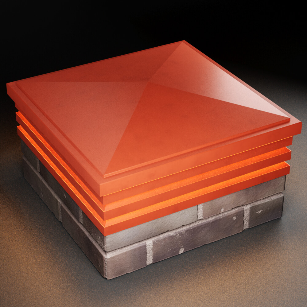 Колпак Zking Бона ХайТек Красный на столб 2х2 кирпича (513х513мм) с подсветкой в Истре фото