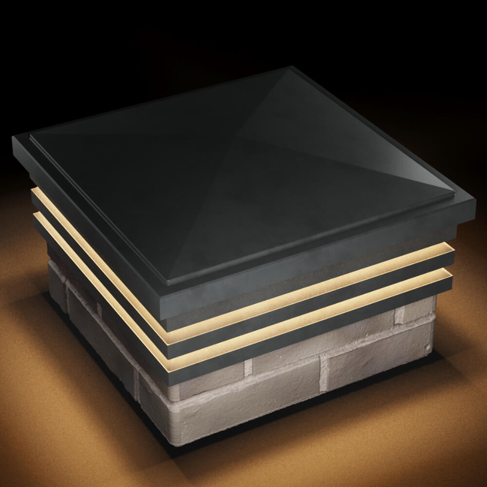 Колпак Zking Бона ХайТек Серый на столб 1.5х1.5 кирпича (385х385мм) с подсветкой в Истре фото