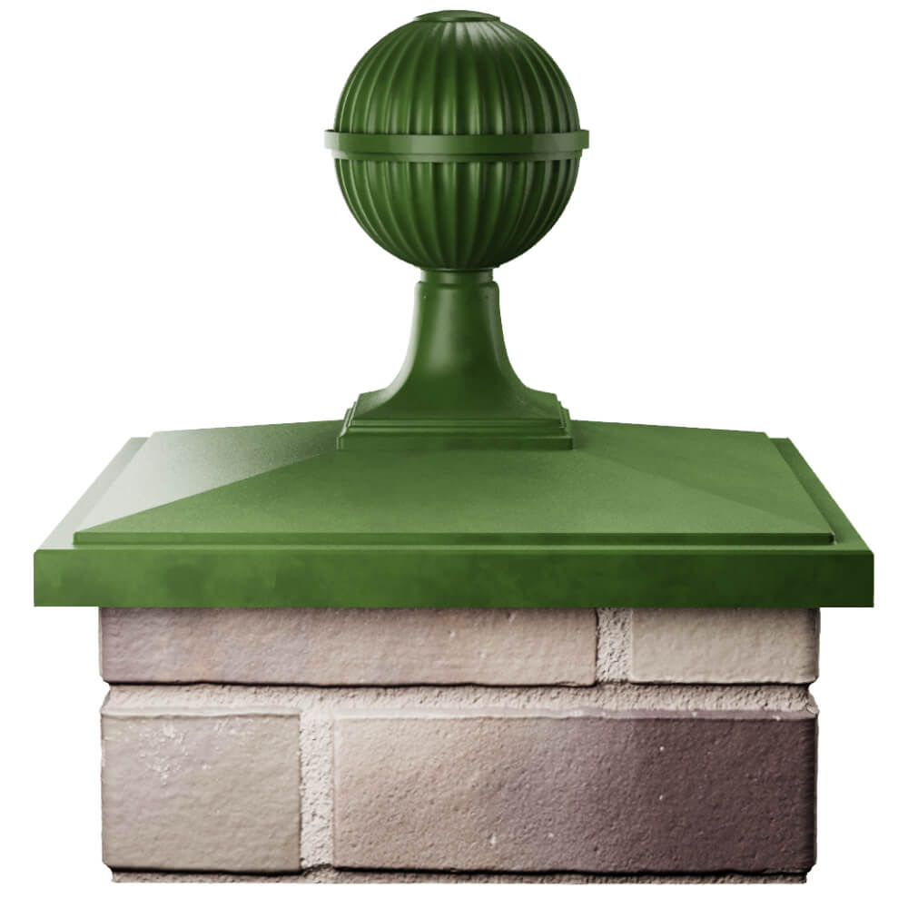 Колпак Zking БонаМоно Зеленый с шаром на столб 1.5х1.5 кирпича (385х385, 400х400мм) в сборе Истра фото