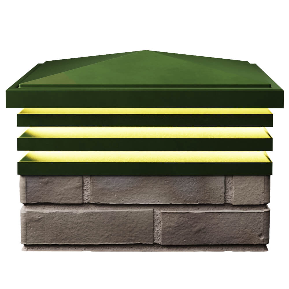 Колпак Zking Бона ХайТек Зеленый на столб 1.5х1.5 кирпича (385х385мм) с подсветкой в Истре фото