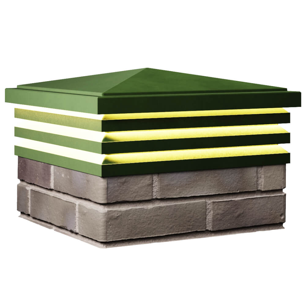 Колпак Zking Бона ХайТек Зеленый на столб 1.5х1.5 кирпича (385х385мм) с подсветкой в Истре фото