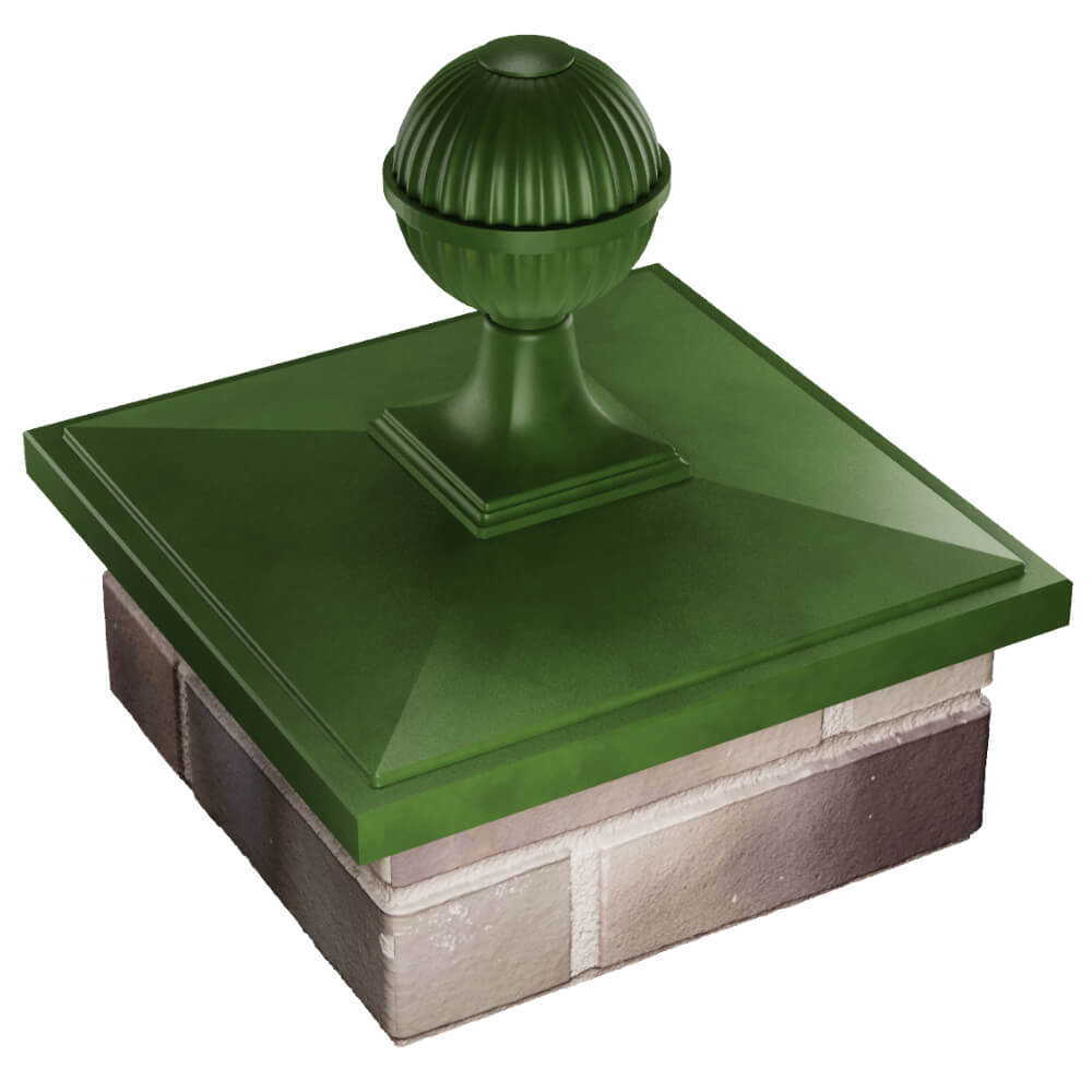 Колпак Zking БонаМоно Зеленый с шаром на столб 1.5х1.5 кирпича (385х385, 400х400мм) в сборе в Истре фото
