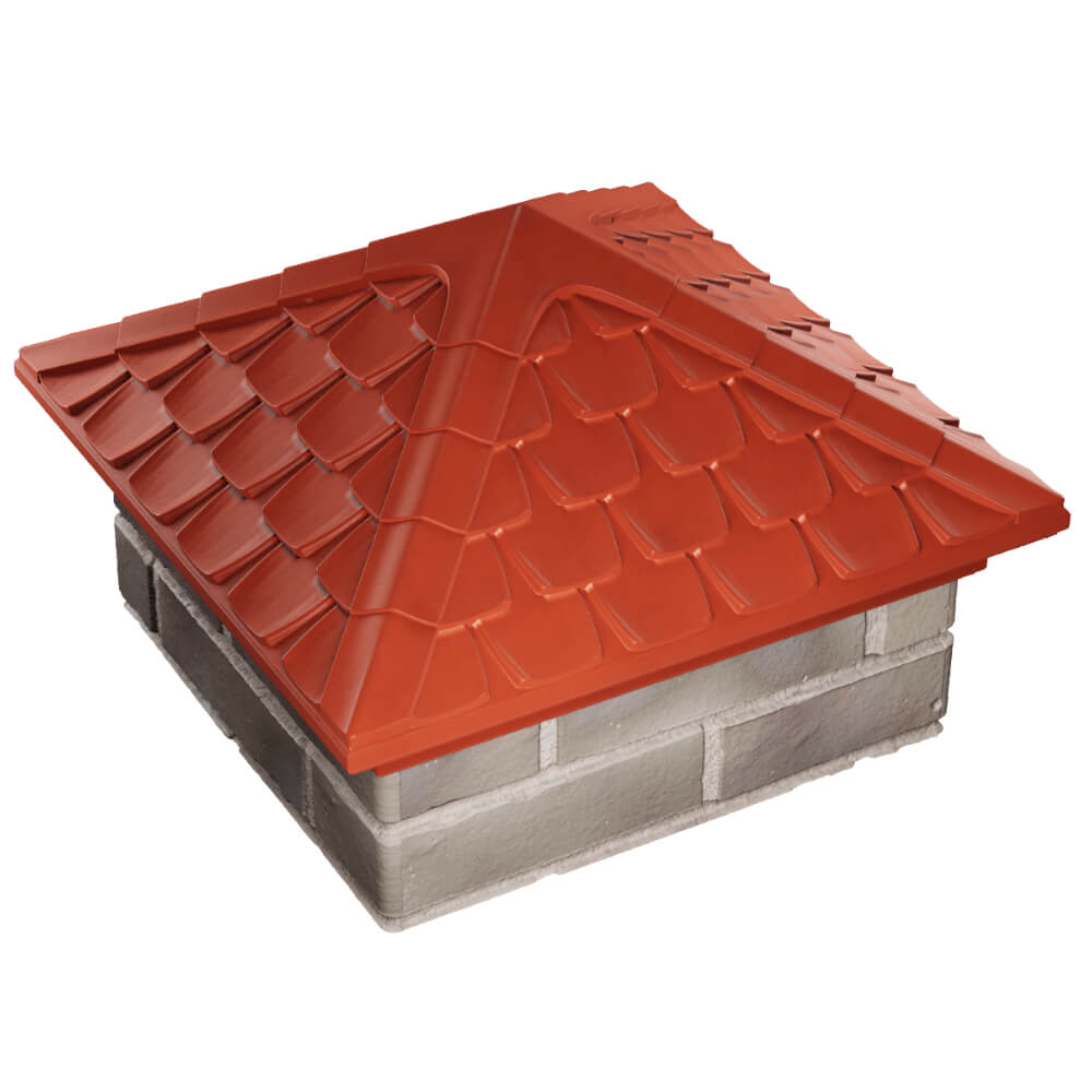 Колпак Zking Эльбрус Красный на столб 1.5х1.5 кирпича (385х385мм) в Истре фото