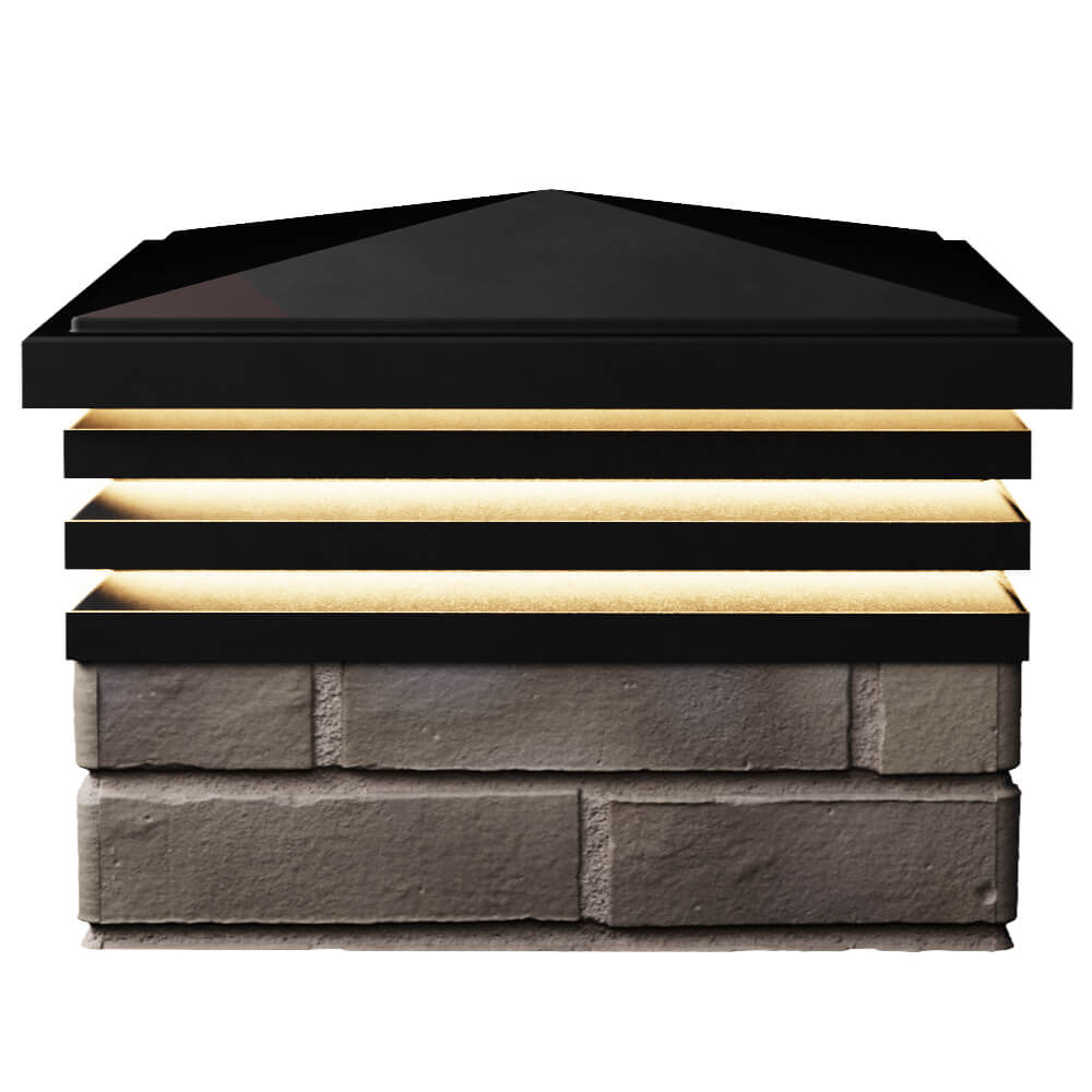 Колпак Zking Бона ХайТек Черный на столб 1.5х1.5 кирпича (385х385мм) с подсветкой в Истре фото