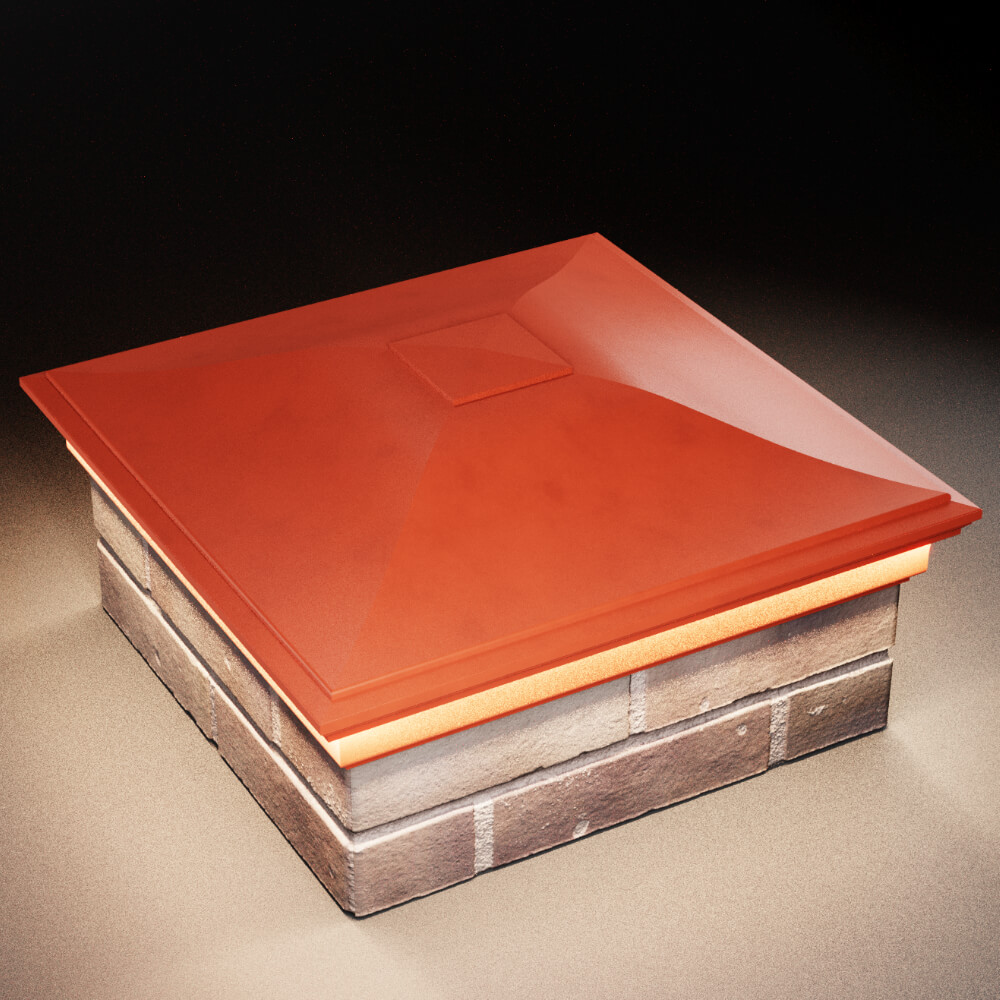 Колпак Zking Монблан Красный на столб 2х2 кирпича (515х515мм) c подсветкой в Истре фото