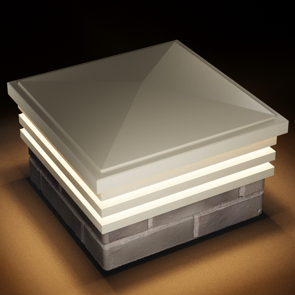 Колпак Zking Бона ХайТек Бежевый на столб 1.5х1.5 кирпича (385х385мм) с подсветкой в Истре фото