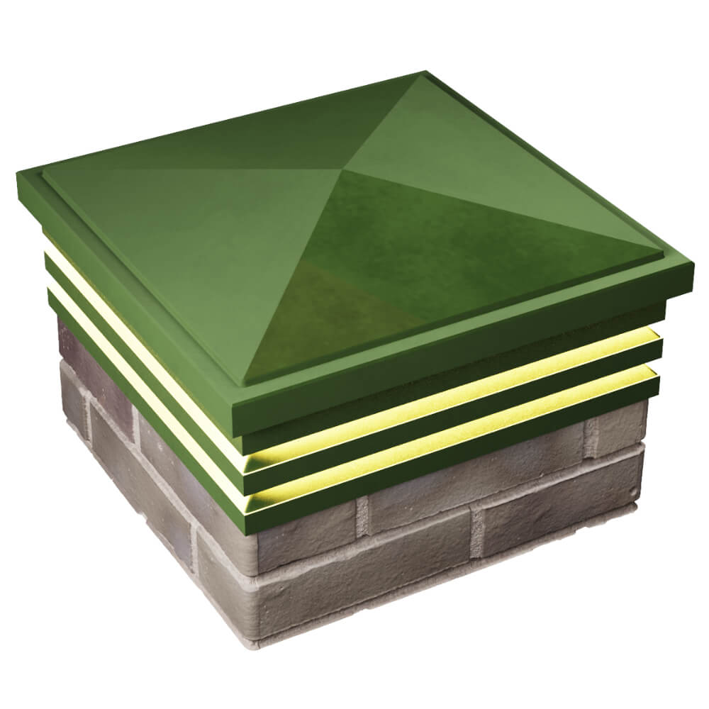 Колпак Zking Бона ХайТек Зеленый на столб 1.5х1.5 кирпича (385х385мм) с подсветкой в Истре фото