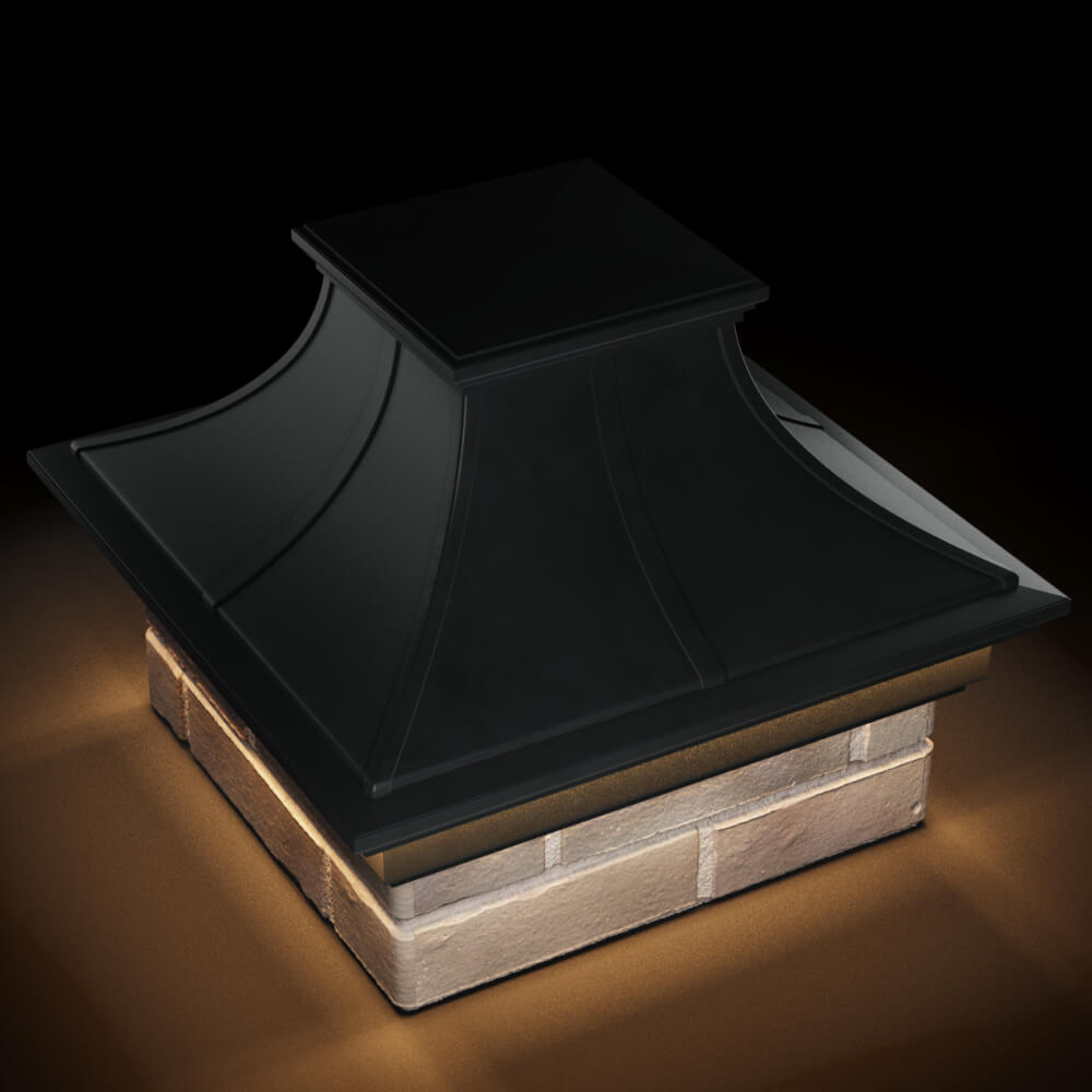 Колпак Zking Монблан Премиум Черный на столб 1.5х1.5 кирпича (385х385мм) с подсветкой в Истре фото