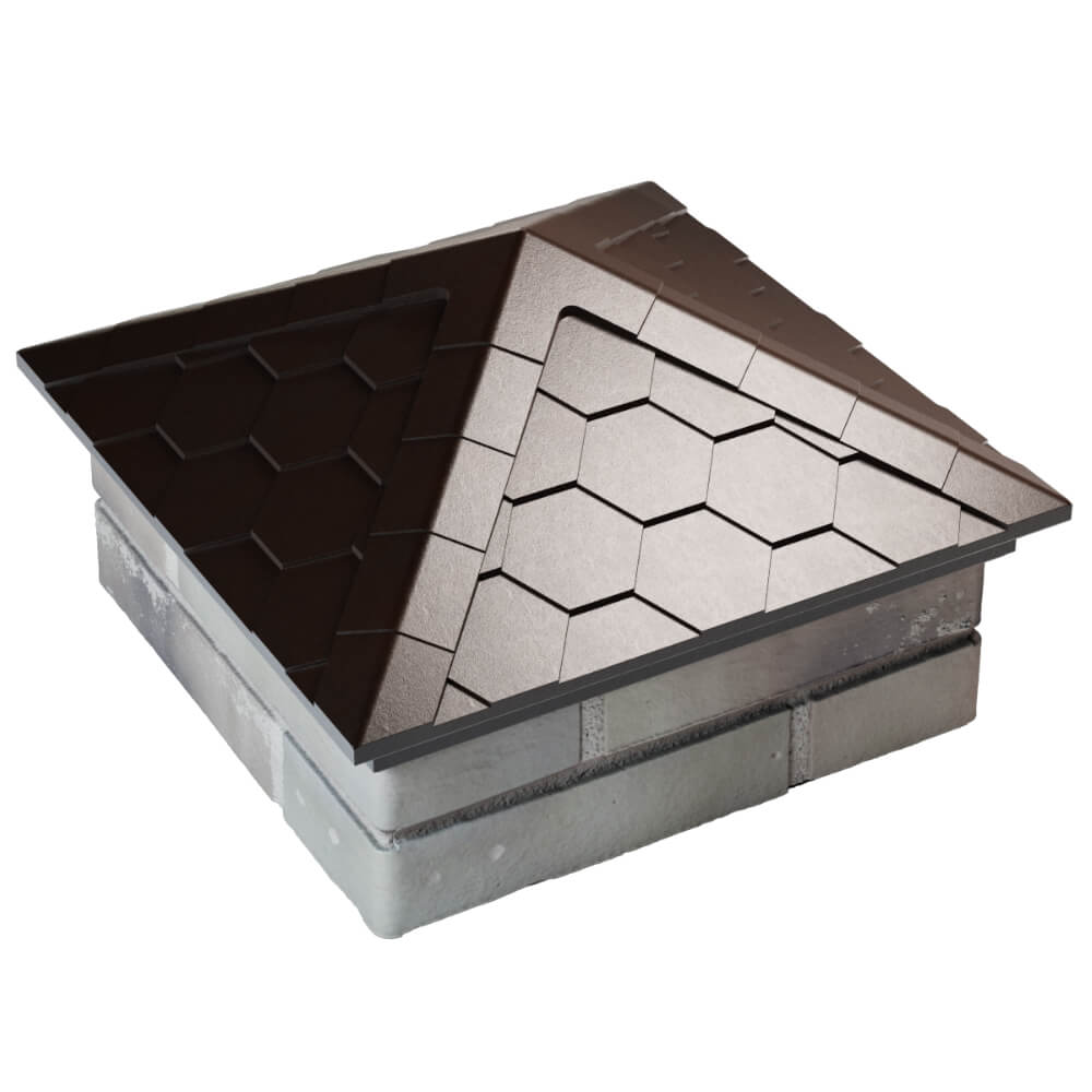 Колпак Zking Эверест Коричневый на столб 1.5х1.5 кирпича (390х390мм) в Истре фото