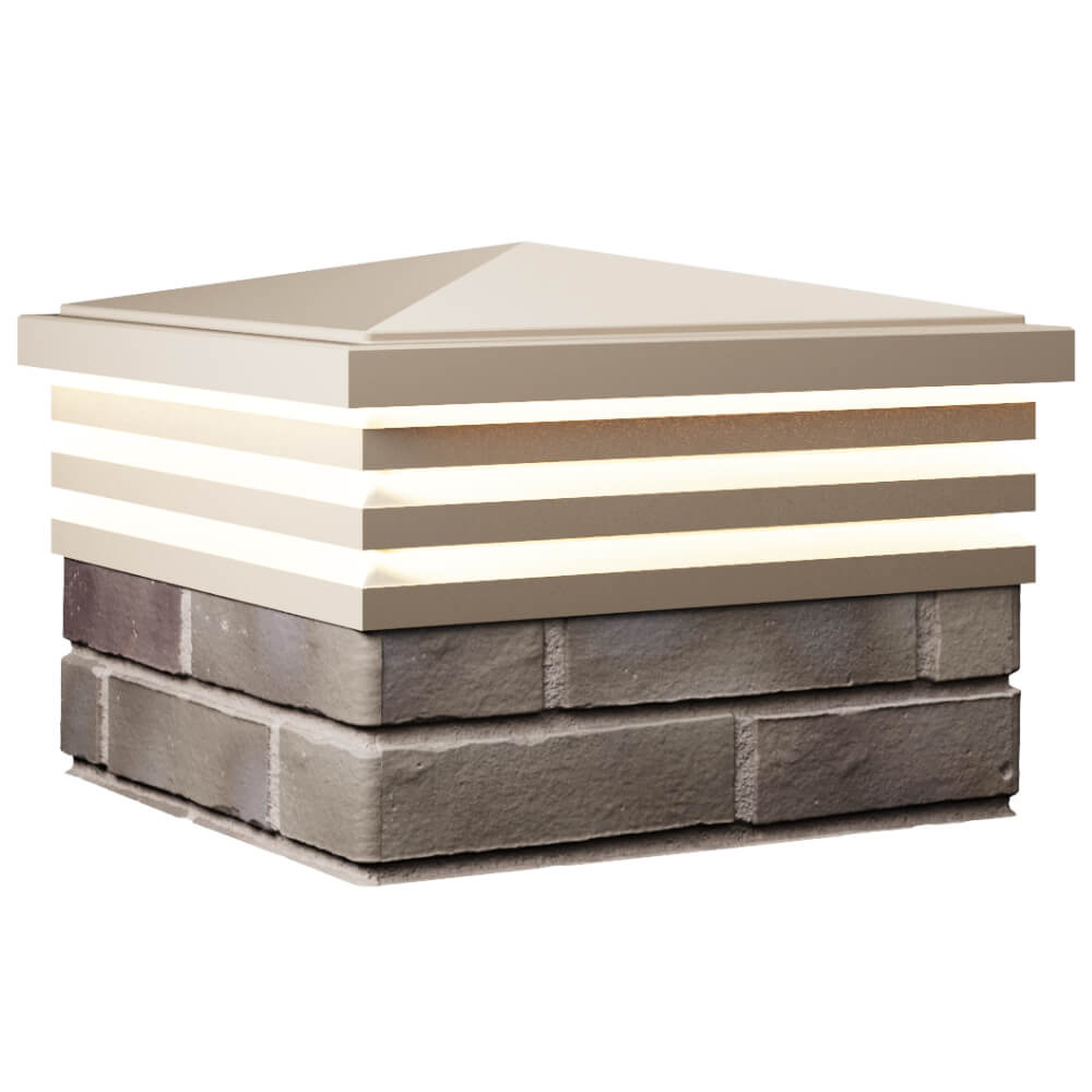 Колпак Zking Бона ХайТек Бежевый на столб 1.5х1.5 кирпича (385х385мм) с подсветкой в Истре фото