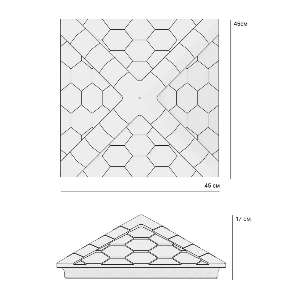 Колпак Zking Эверест Серый на столб 1.5х1.5 кирпича (390х390мм) в Истре фото