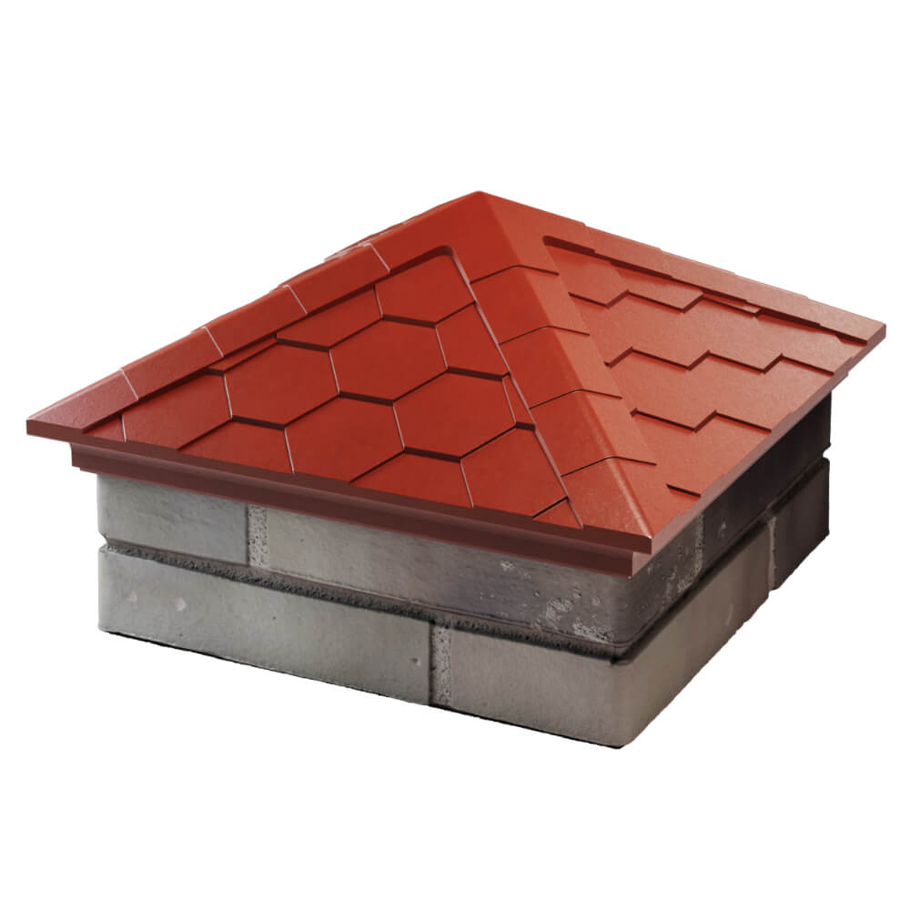 Колпак Zking Эверест Красный на столб 1.5х1.5 кирпича (390х390мм) в Истре фото