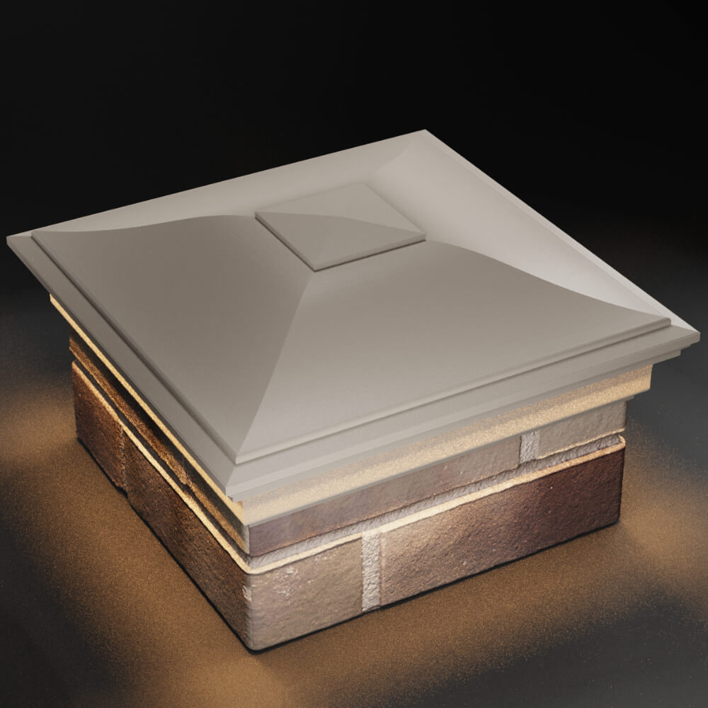 Колпак Zking Монблан Бежевый на столб 1.5х1.5 кирпича (385х385мм) с подсветкой в Истре фото