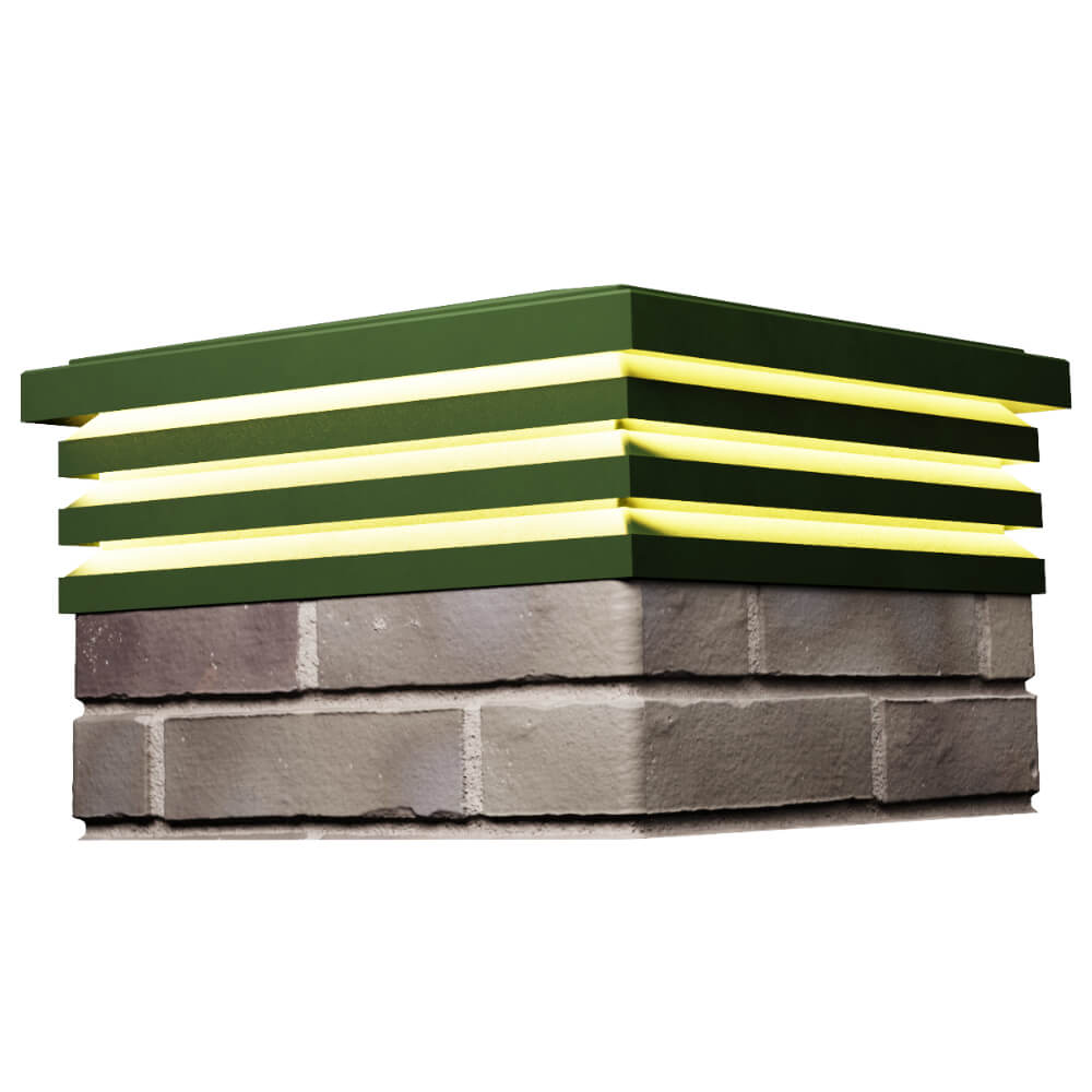 Колпак Zking Бона ХайТек Зеленый на столб 1.5х1.5 кирпича (385х385мм) с подсветкой в Истре фото