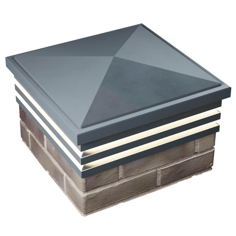 Колпак Zking Бона ХайТек Серый на столб 1.5х1.5 кирпича (385х385мм) с подсветкой в Истре фото