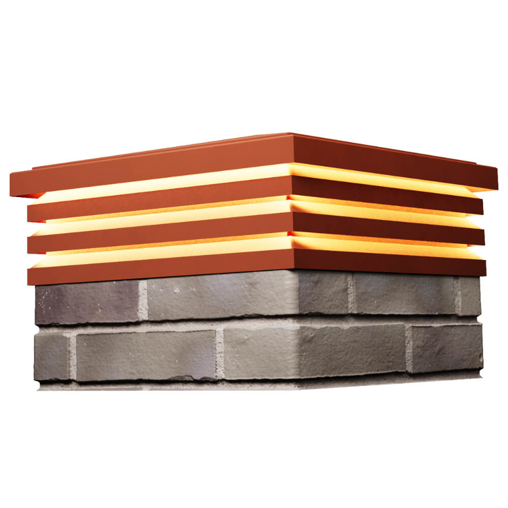 Колпак Zking Бона ХайТек Красный на столб 1.5х1.5 кирпича (385х385мм) с подсветкой в Истре фото