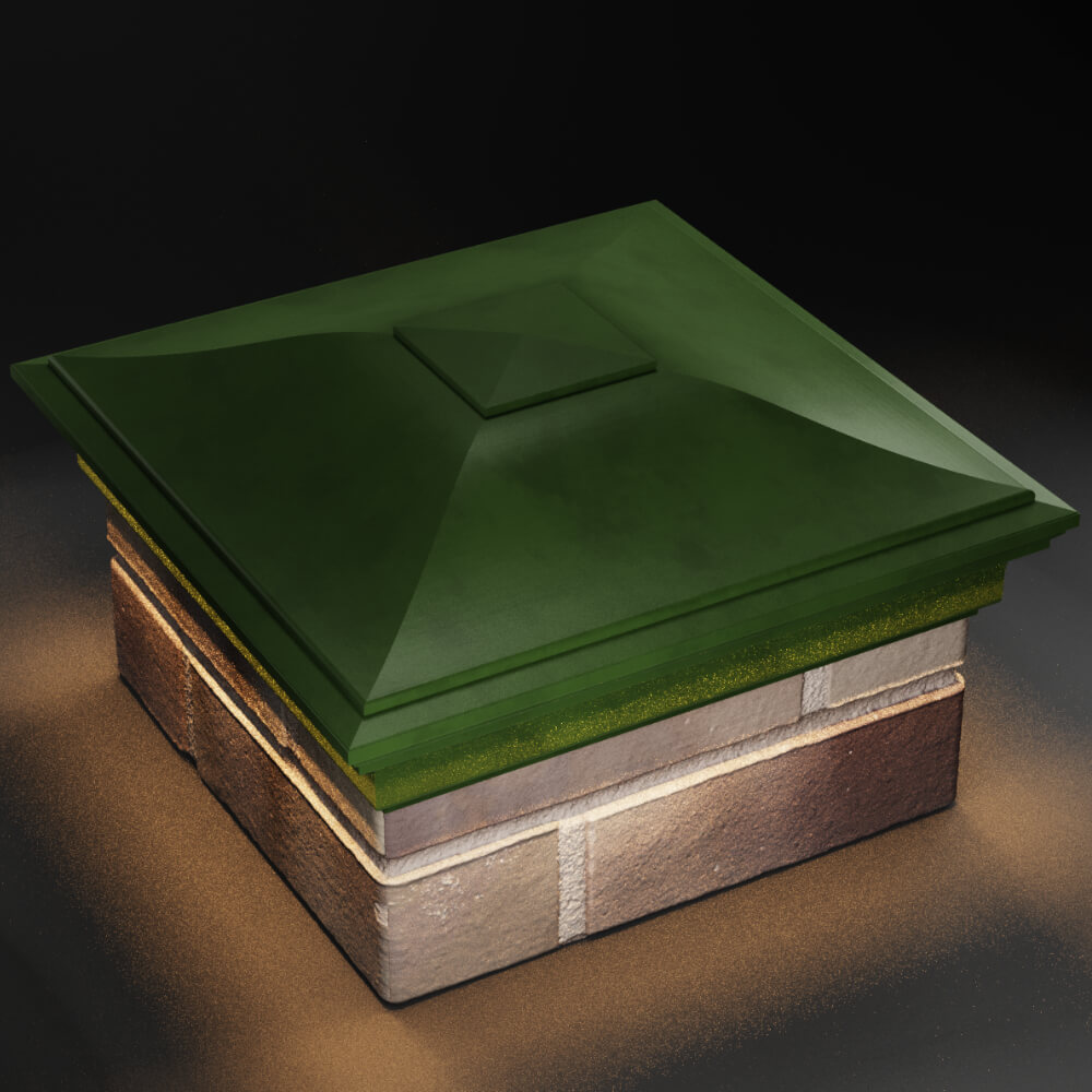 Колпак Zking Монблан Зеленый на столб 1.5х1.5 кирпича (385х385мм) с подсветкой в Истре фото