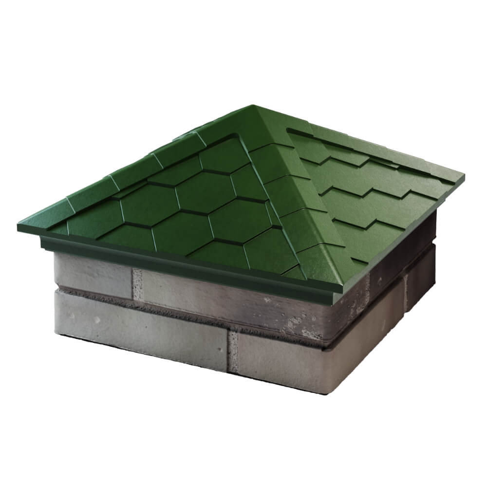 Колпак Zking Эверест Зеленый на столб 1.5х1.5 кирпича (390х390мм) в Истре фото