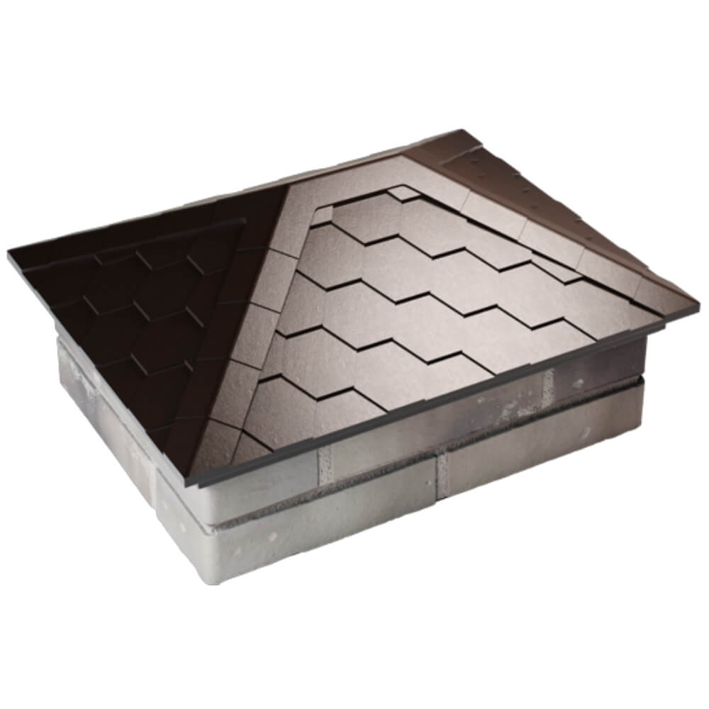 Колпак Zking Эверест Коричневый на столб 2х1.5 кирпича (520х390мм) Истра фото