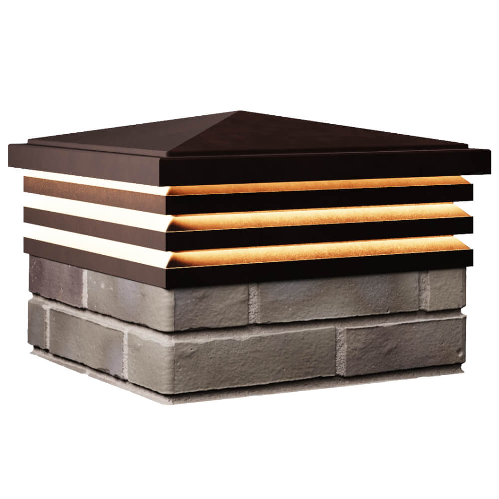 Колпак Zking Бона ХайТек Коричневый на столб 1.5х1.5 кирпича (385х385мм) с подсветкой в Истре фото