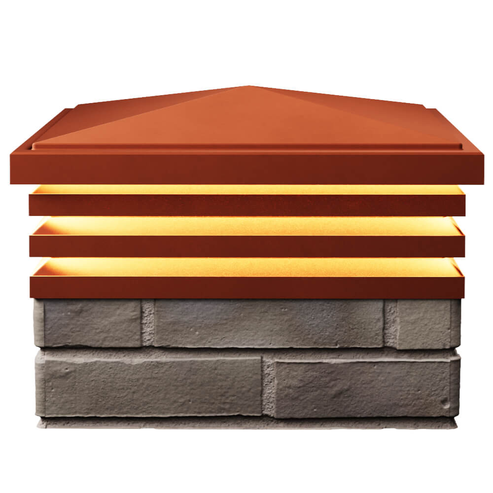 Колпак Zking Бона ХайТек Красный на столб 1.5х1.5 кирпича (385х385мм) с подсветкой в Истре фото