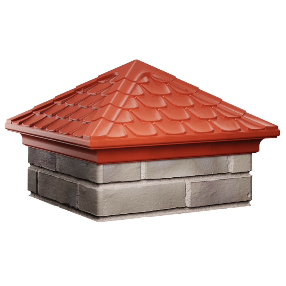 Колпак Zking Эльбрус Красный на столб 1.5х1.5 кирпича (385х385мм) в Истре фото