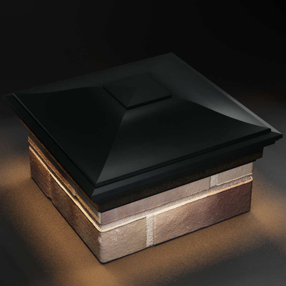 Колпак Zking Монблан Черный на столб 1.5х1.5 кирпича (385х385мм) с подсветкой в Истре фото