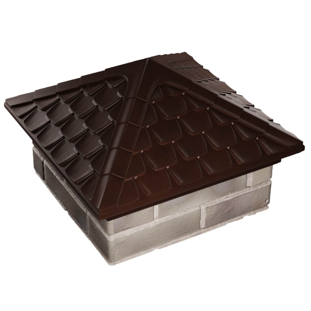 Колпак Zking Эльбрус Коричневый на столб 1.5х1.5 кирпича (385х385мм) в Истре фото