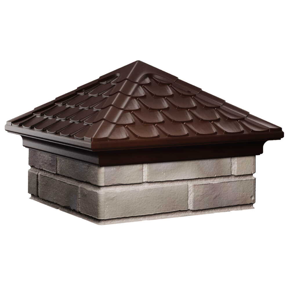 Колпак Zking Эльбрус Коричневый на столб 1.5х1.5 кирпича (385х385мм) в Истре фото
