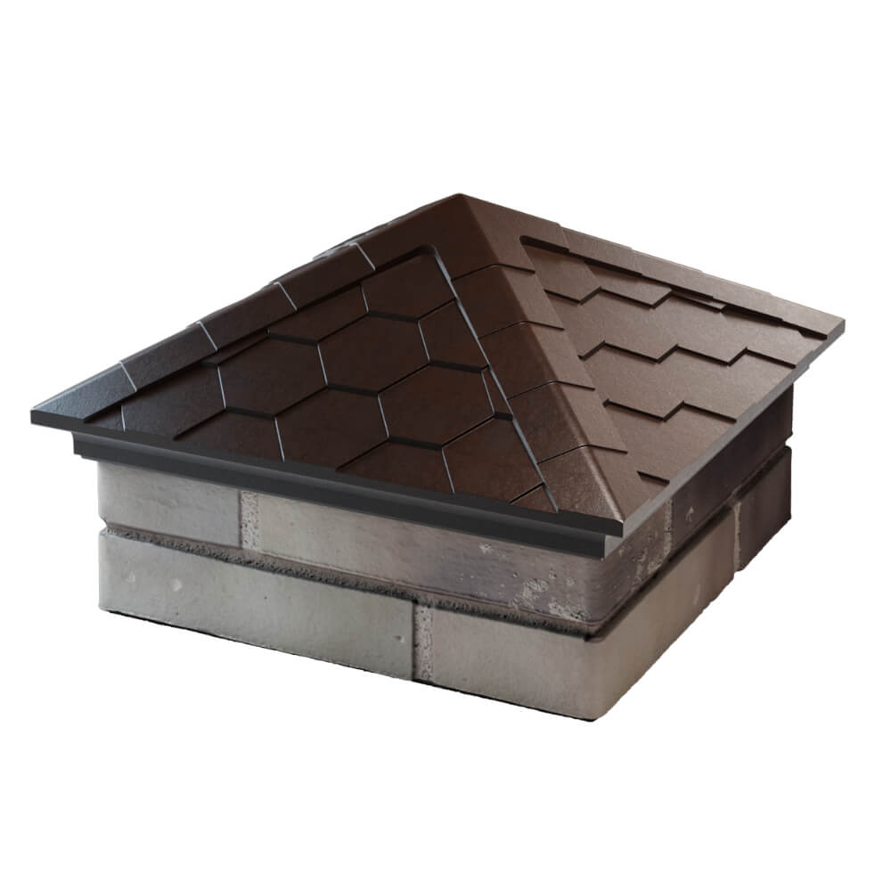 Колпак Zking Эверест Коричневый на столб 1.5х1.5 кирпича (390х390мм) в Истре фото