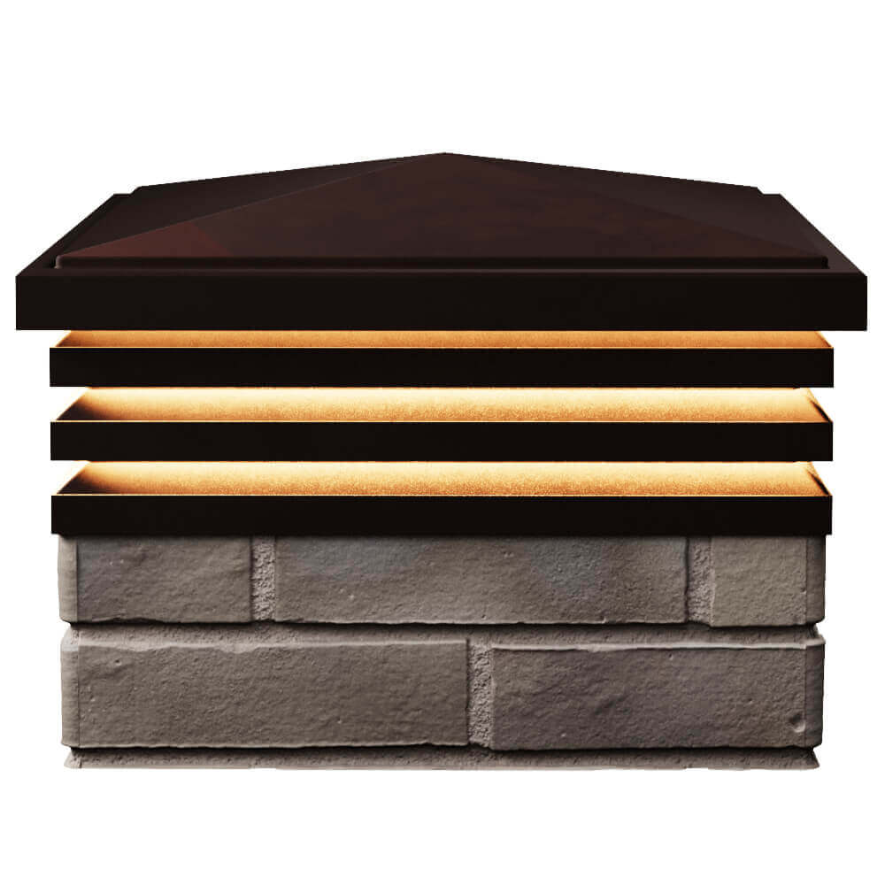 Колпак Zking Бона ХайТек Коричневый на столб 1.5х1.5 кирпича (385х385мм) с подсветкой в Истре фото